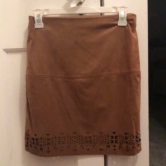 Xhilaration Dresses & Skirts - Camel mini skirt suede like with cutouts on bottom